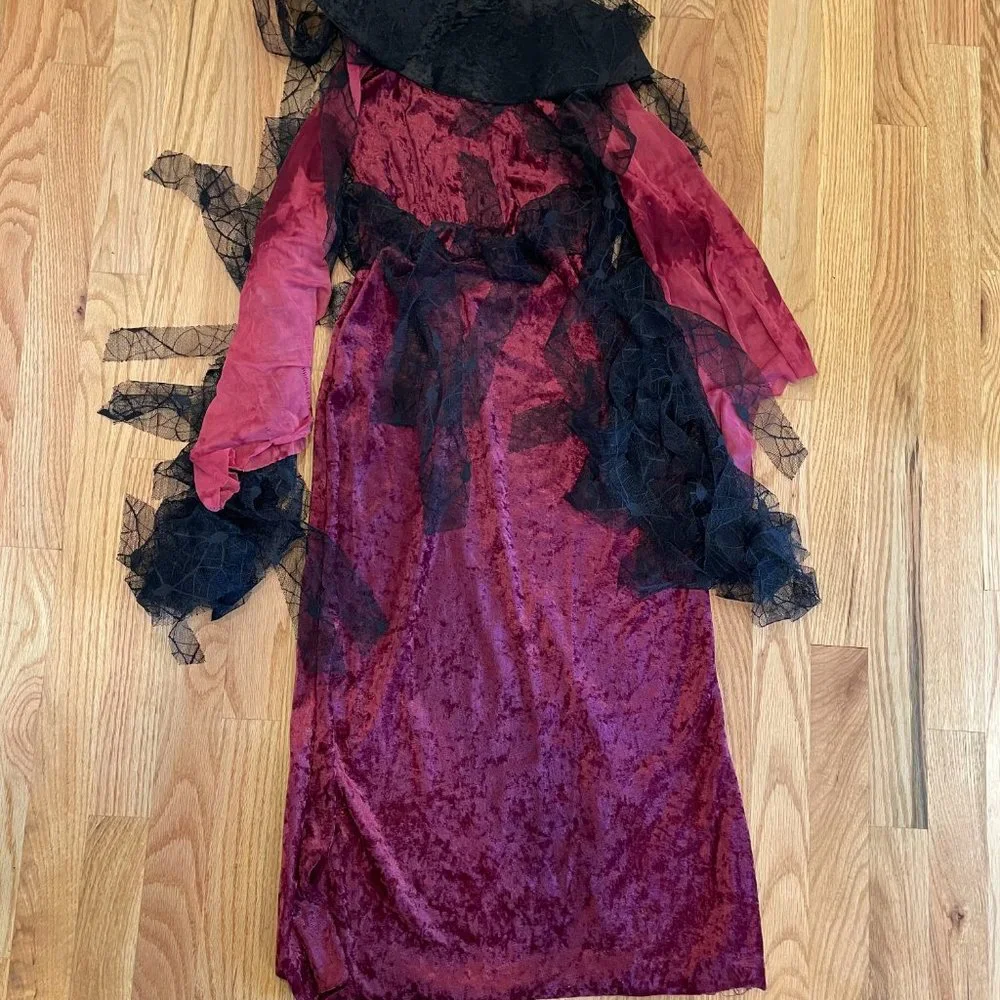 Gothic Rose Maiden One Piece Dress Stand Up Collar Cranberry/Black Girls Med 7-8
